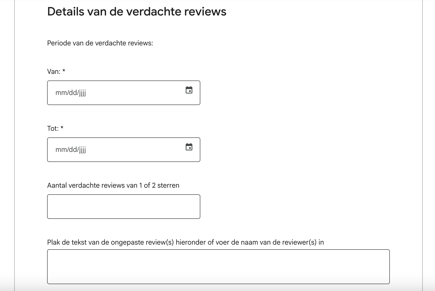 Meldingsformulier van Google bij chantage